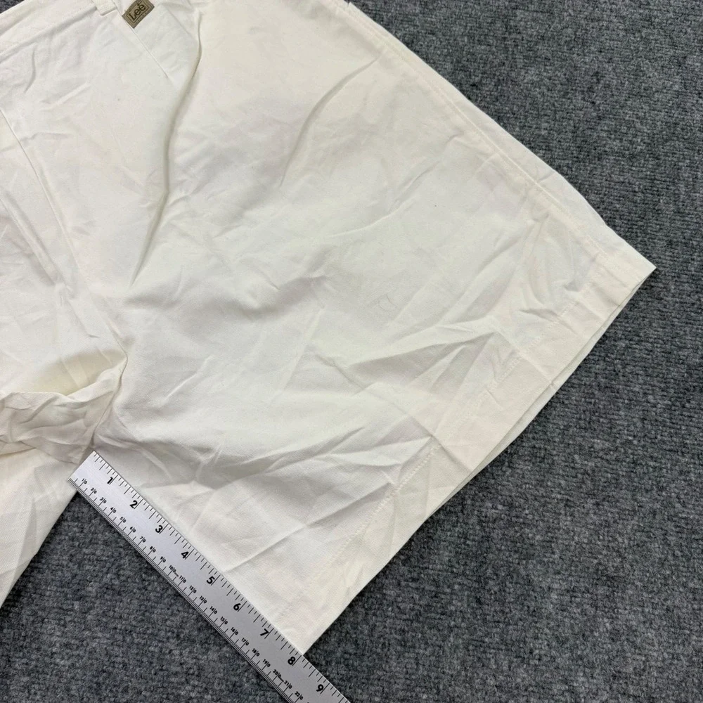Lee Pleated Shorts 20W/M Off‎ White Cotton Elastic Waist Mens